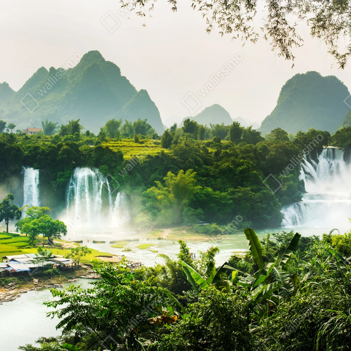 Poster ruhige tropische landschaft mit wasserfall • Poster bei Wallnifity® Poster ruhige tropische landschaft mit wasserfall • Poster bei Wallnifity®