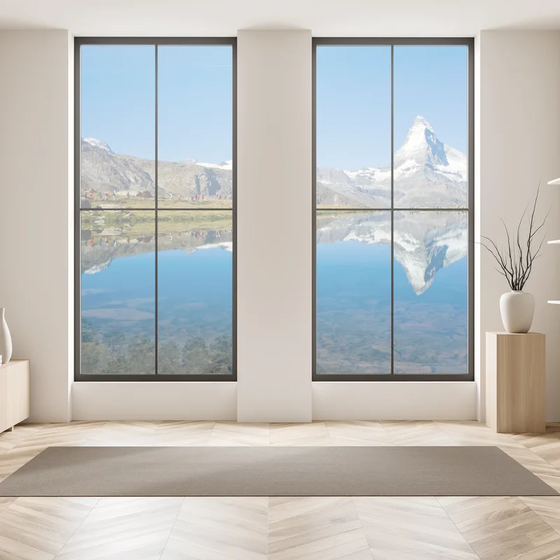 Fensteraufkleber alpenberg spiegelung über stillem see Fensteraufkleber alpenberg spiegelung über stillem see