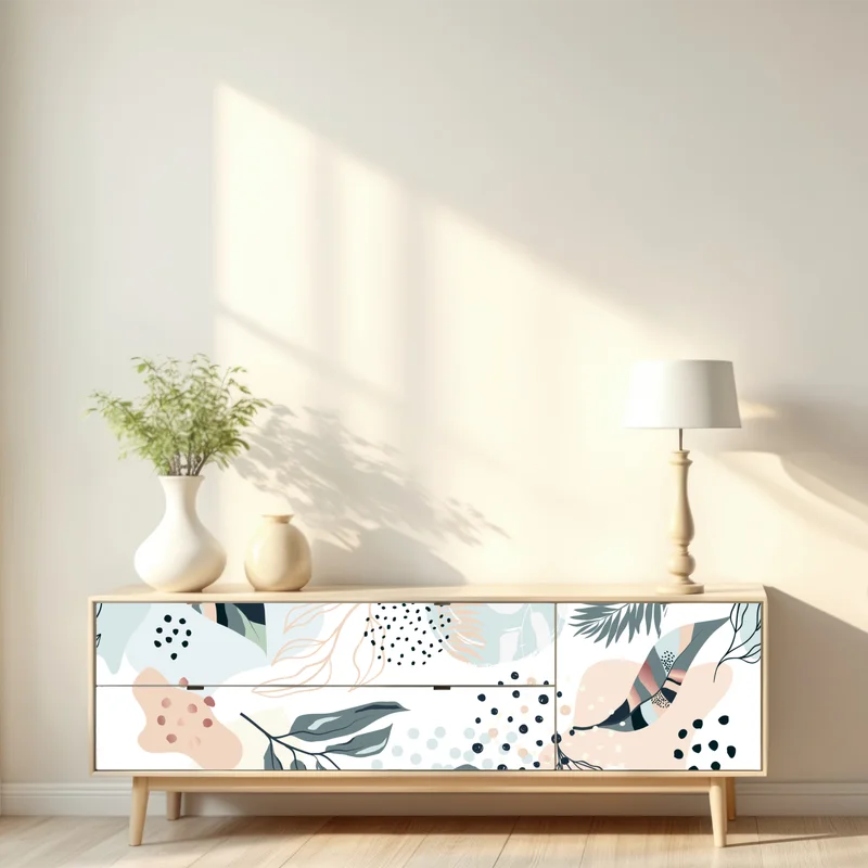 Repositionierbarer Aufkleber pastellfarbenes botanisches abstraktes muster