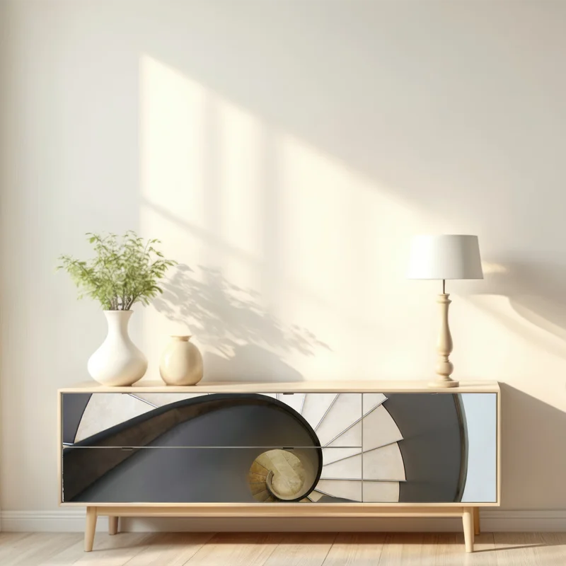 Repositionierbarer Aufkleber spiraltreppe abstrakte komposition