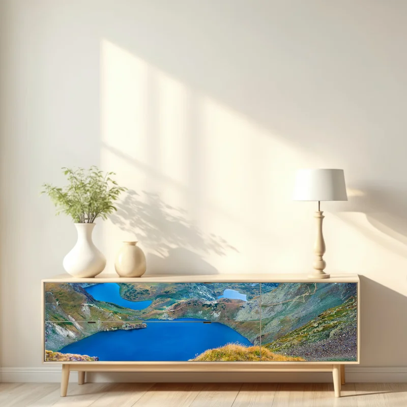 Repositionierbarer Aufkleber alpine blaue seen panorama