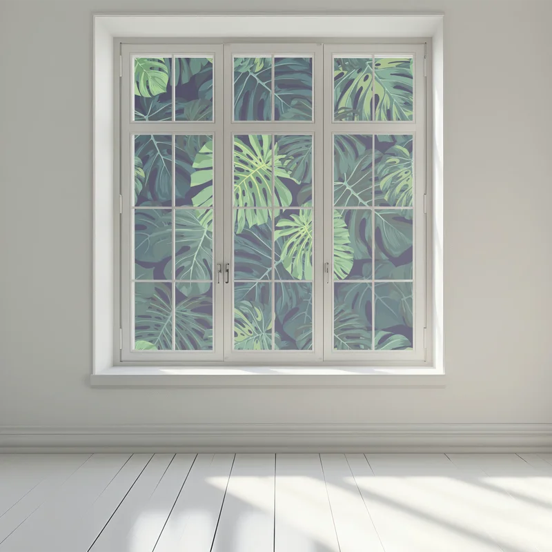 Fensteraufkleber tropisches monstera-blattmuster