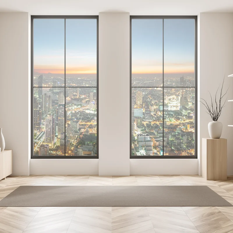 Fensteraufkleber panorama von Bangkok bei dämmerung