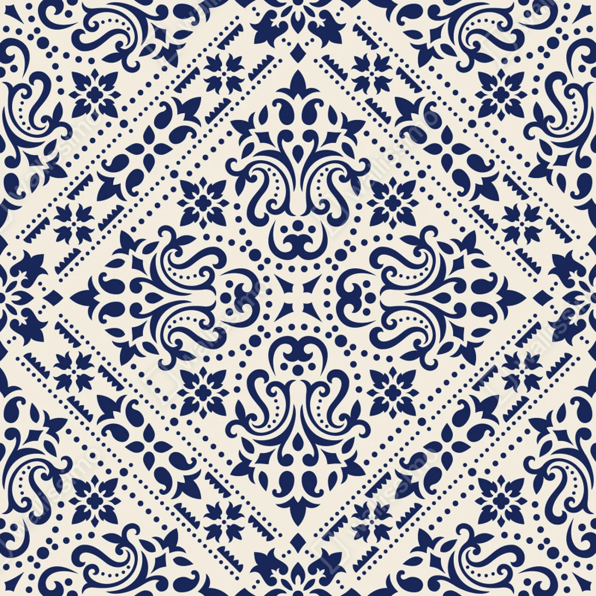 Repositionierbarer Aufkleber marineblaues damast-fliesenmuster Repositionierbarer Aufkleber marineblaues damast-fliesenmuster