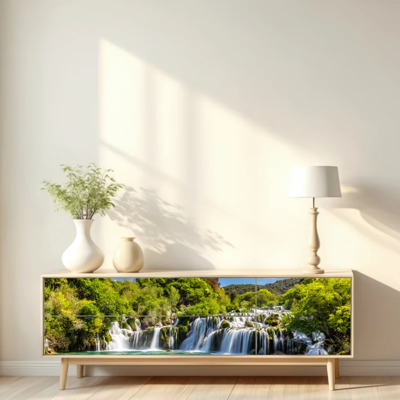 Repositionierbarer Aufkleber ruhiger wasserfall Skradinski Buk im Krka Nationalpark