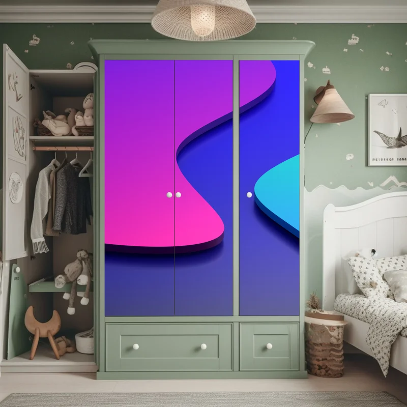 Schrankaufkleber leuchtende lila-blaue abstrakte 3d-formen