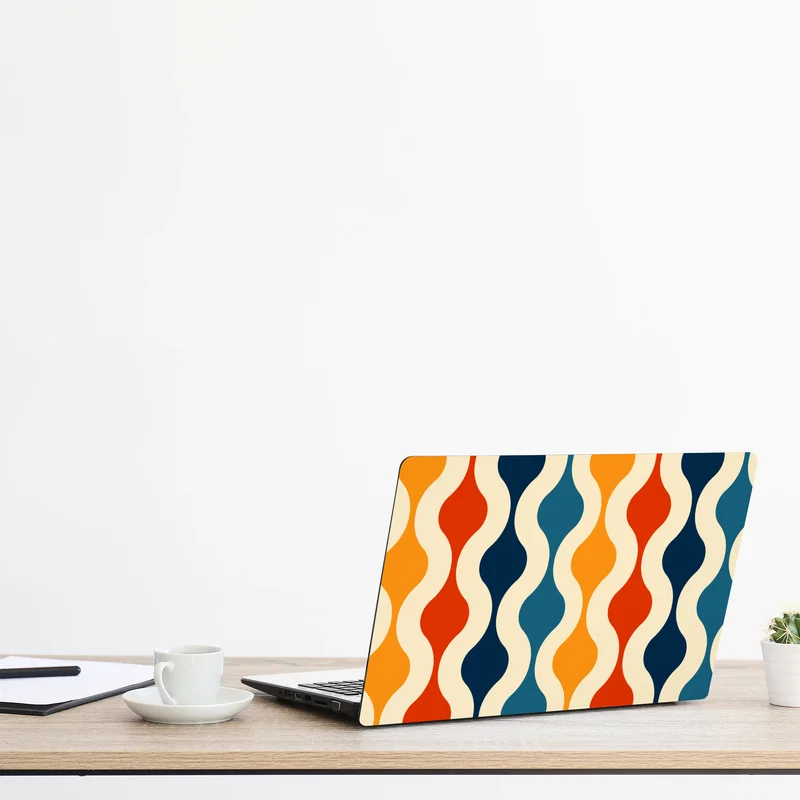 Laptop-Aufkleber retro welliges mid-century muster
