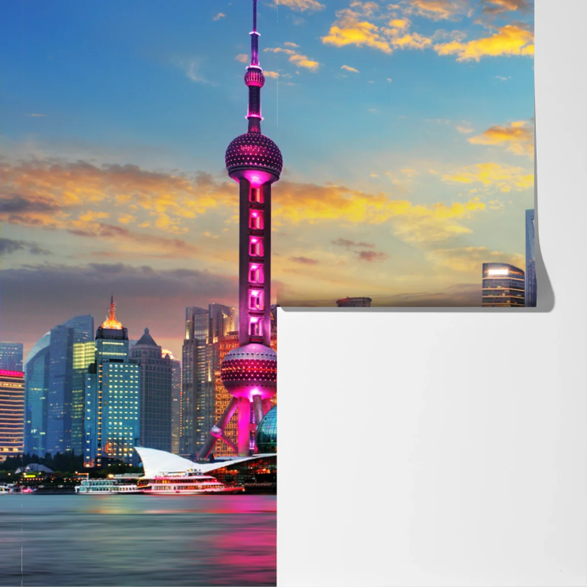 Fototapete Shanghai skyline bei sonnenuntergang Fototapete Shanghai skyline bei sonnenuntergang