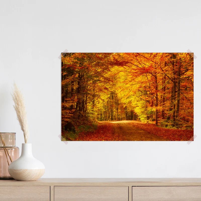 Poster goldener herbstwaldweg Poster goldener herbstwaldweg