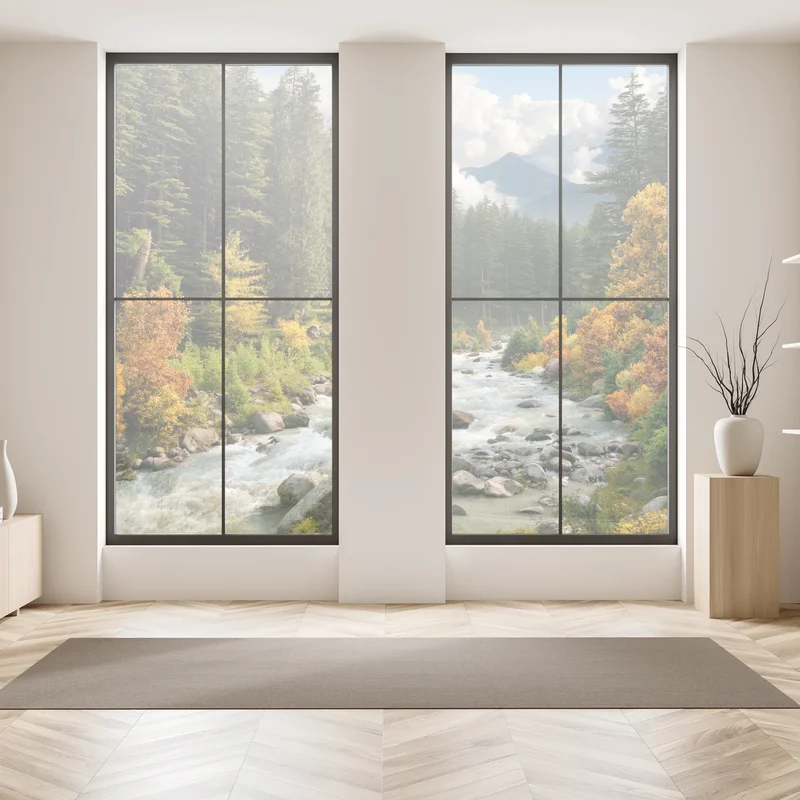 Fensteraufkleber herbstliche berglandschaft mit fluss