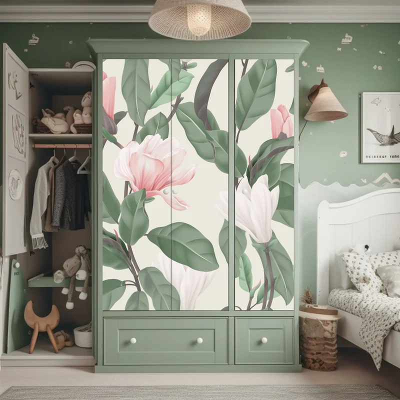 Schrankaufkleber pastell magnolienmuster