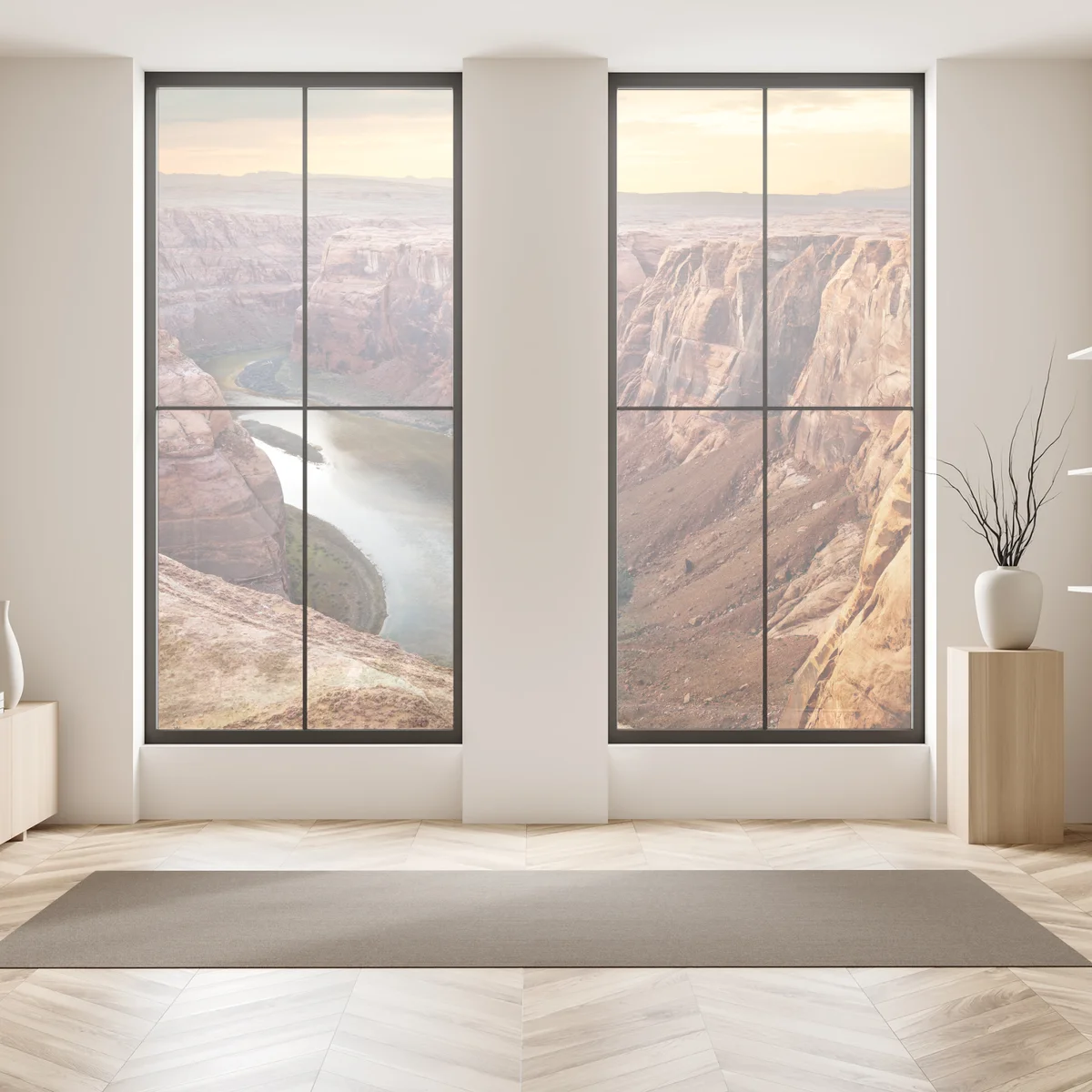 Fensteraufkleber sonnenbeschienener canyon bei Horseshoe Bend, Colorado River Fensteraufkleber sonnenbeschienener canyon bei Horseshoe Bend, Colorado River