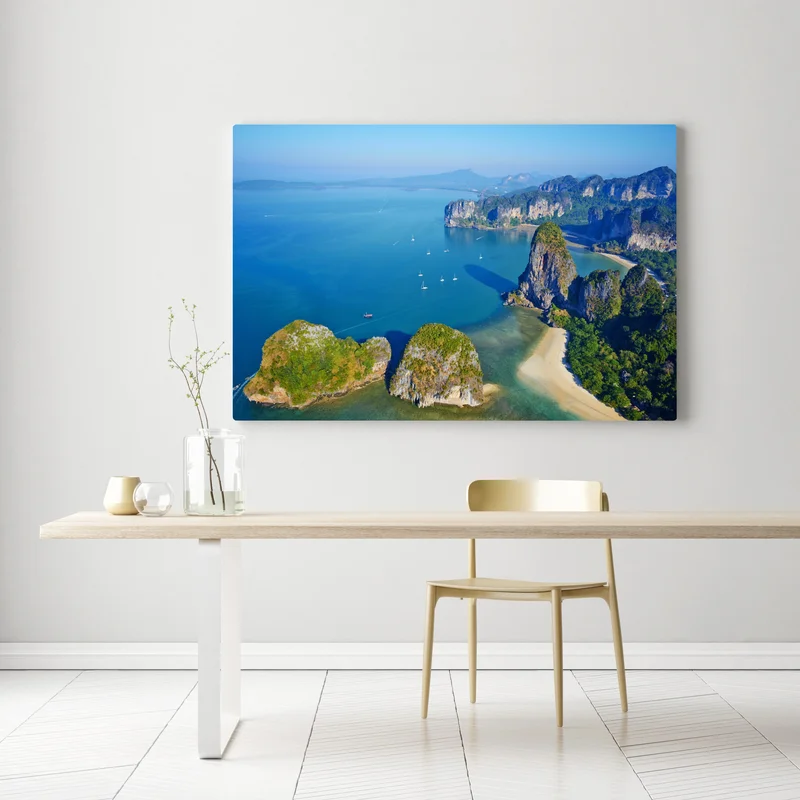 Leinwandbild türkise insel- und klippenlandschaft Leinwandbild türkise insel- und klippenlandschaft