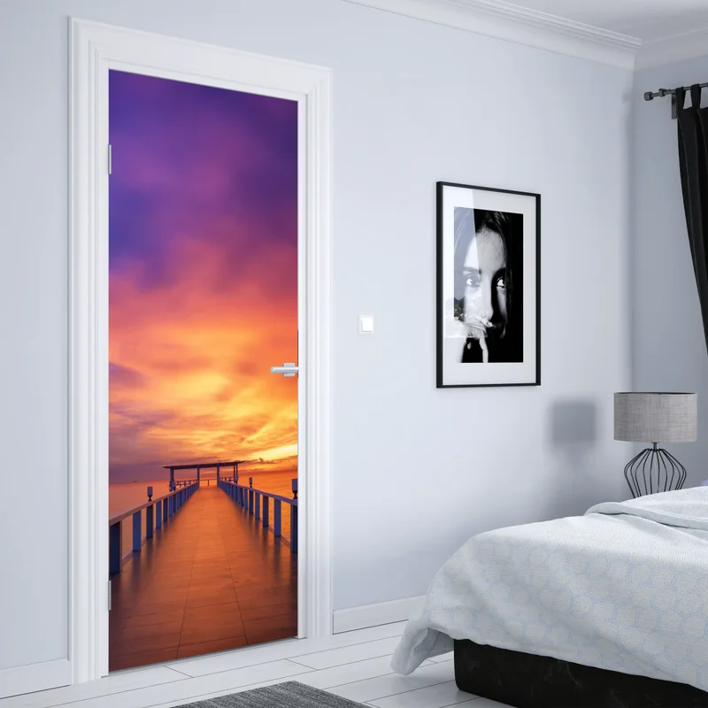 Türaufkleber sonnenuntergang am steg am strand Türaufkleber sonnenuntergang am steg am strand
