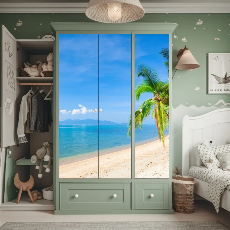 Schrankaufkleber tropischer palmenstrand