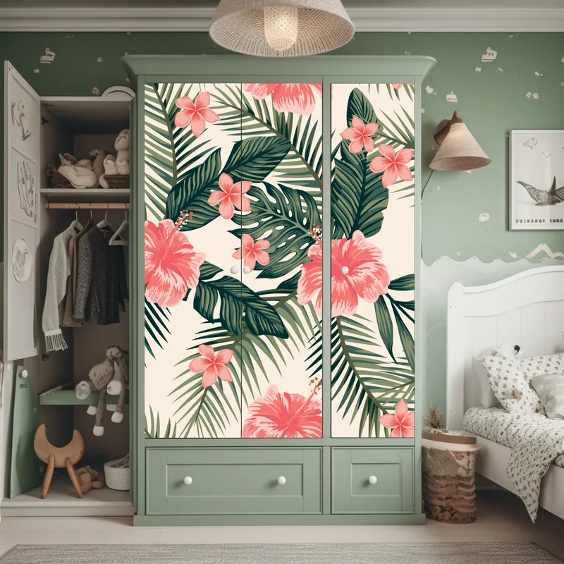 Schrankaufkleber tropisches hibiskusmuster