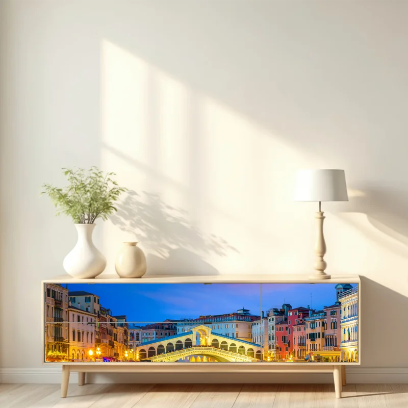 Repositionierbarer Aufkleber Rialto brücke bei dämmerung, Venedig Repositionierbarer Aufkleber Rialto brücke bei dämmerung, Venedig