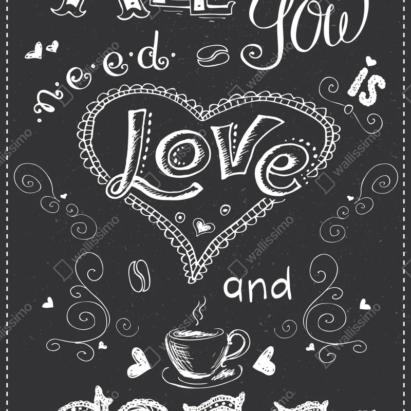 Repositionierbarer Aufkleber alles was du brauchst ist liebe und kaffee Repositionierbarer Aufkleber alles was du brauchst ist liebe und kaffee