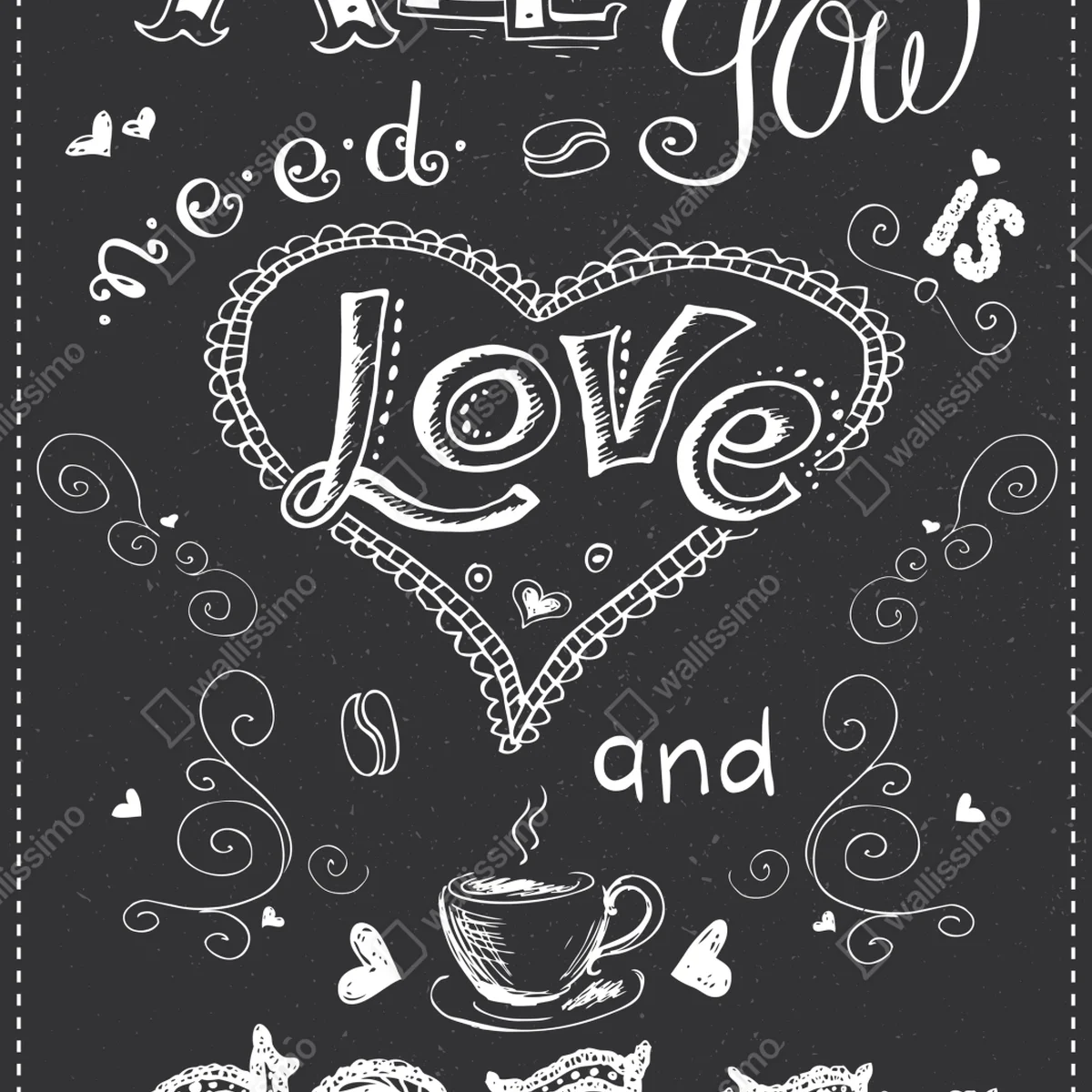 Repositionierbarer Aufkleber alles was du brauchst ist liebe und kaffee Repositionierbarer Aufkleber alles was du brauchst ist liebe und kaffee