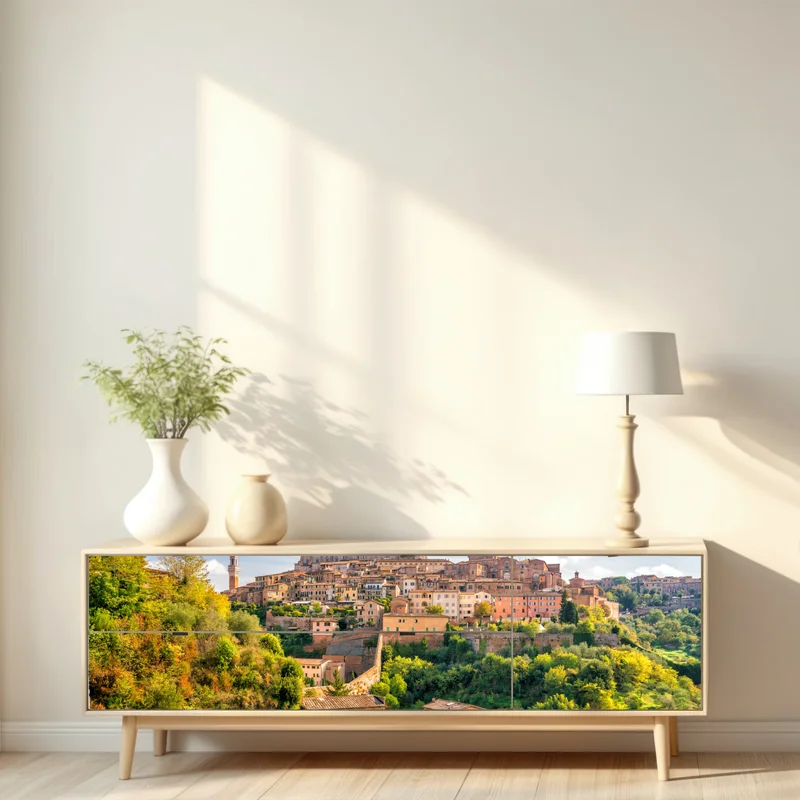 Repositionierbarer Aufkleber Siena stadtpanorama, Italien