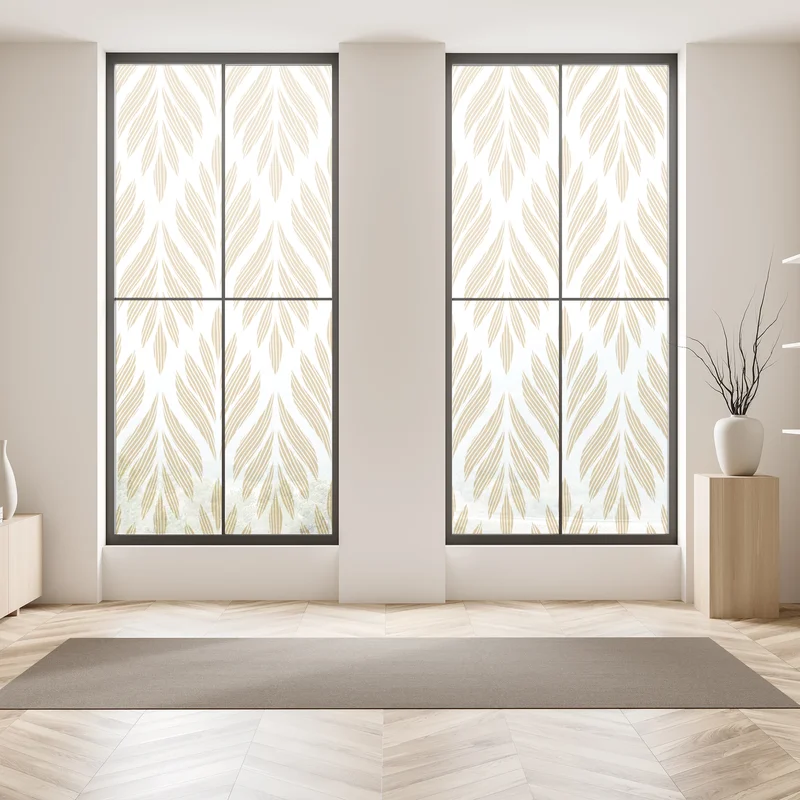 Fensteraufkleber goldenes blattmuster nahtloses design