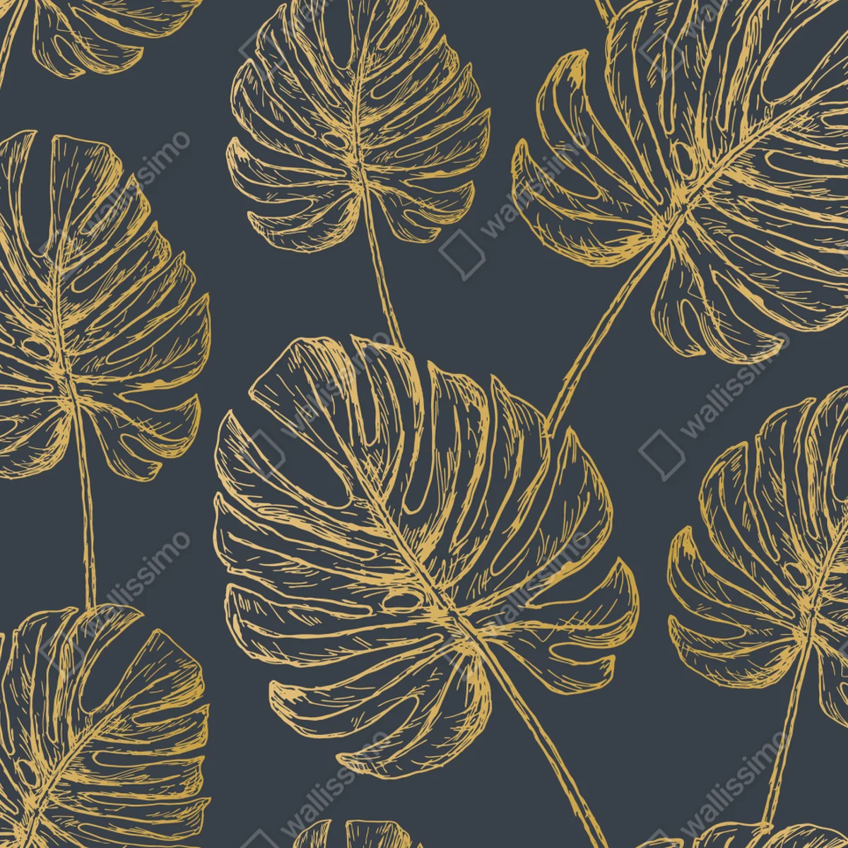 Fensteraufkleber goldene monstera-blätter auf dunklem hintergrund Fensteraufkleber goldene monstera-blätter auf dunklem hintergrund