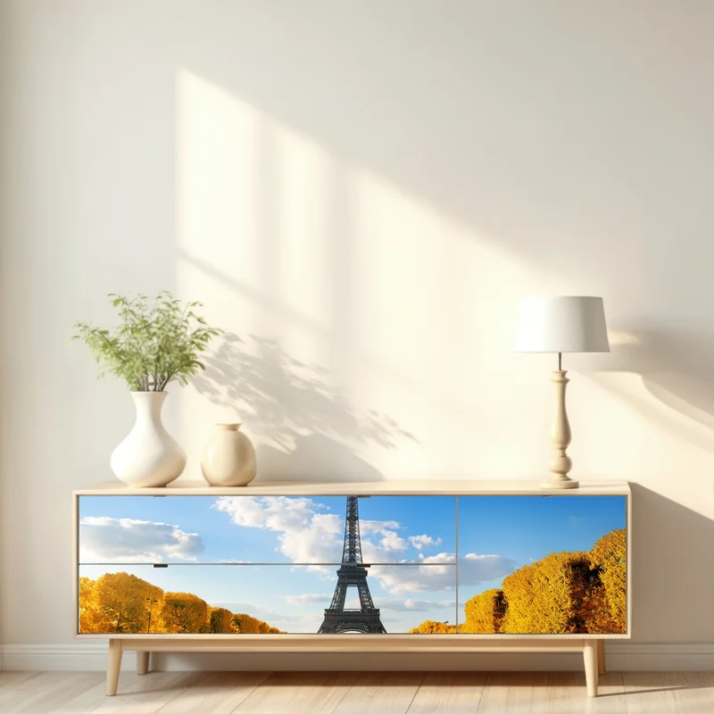 Repositionierbarer Aufkleber frühling am Champs de Mars, Eiffelturm, Paris