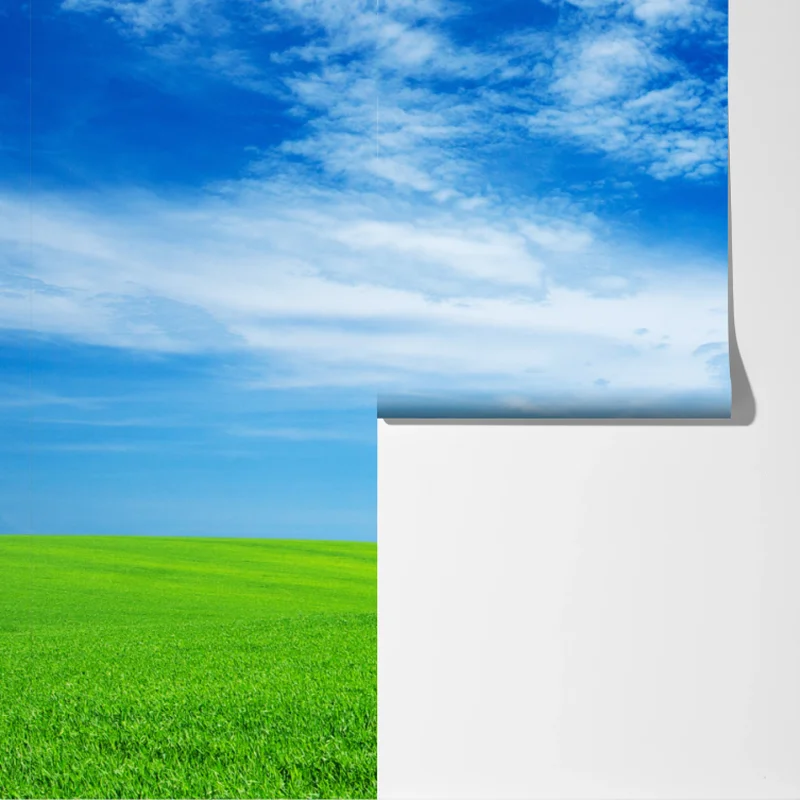 Fototapeta zielona łąka pod błękitnym niebem Fototapeta zielona łąka pod błękitnym niebem