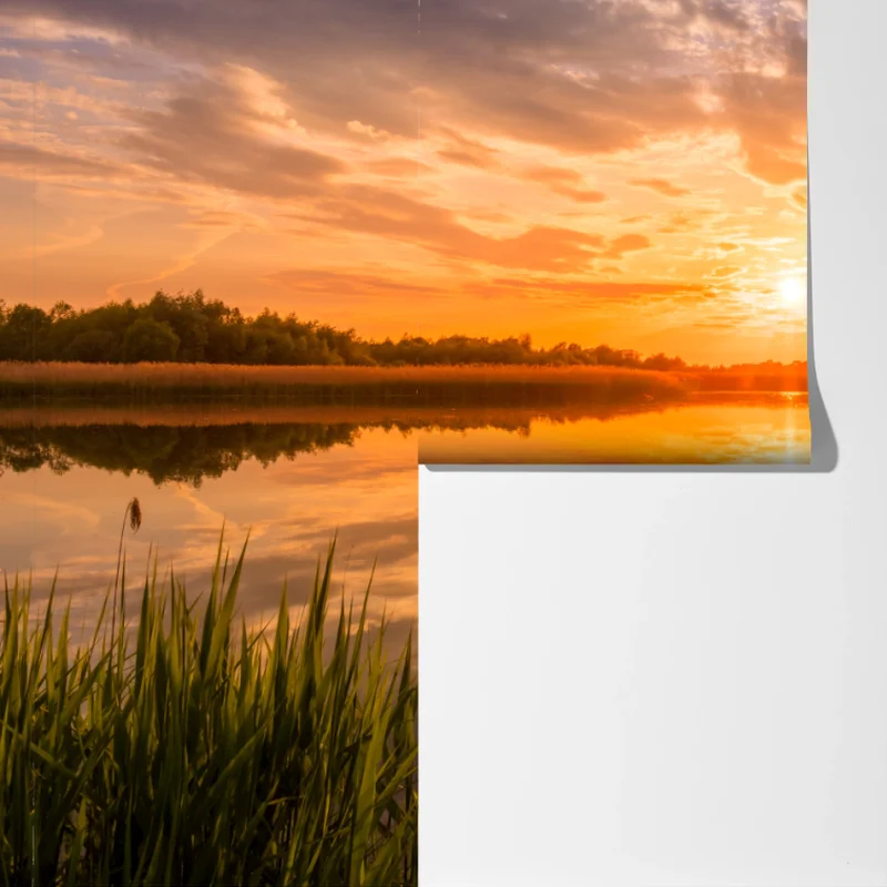 Fototapeta złoty zachód słońca nad spokojnym jeziorem Fototapeta złoty zachód słońca nad spokojnym jeziorem