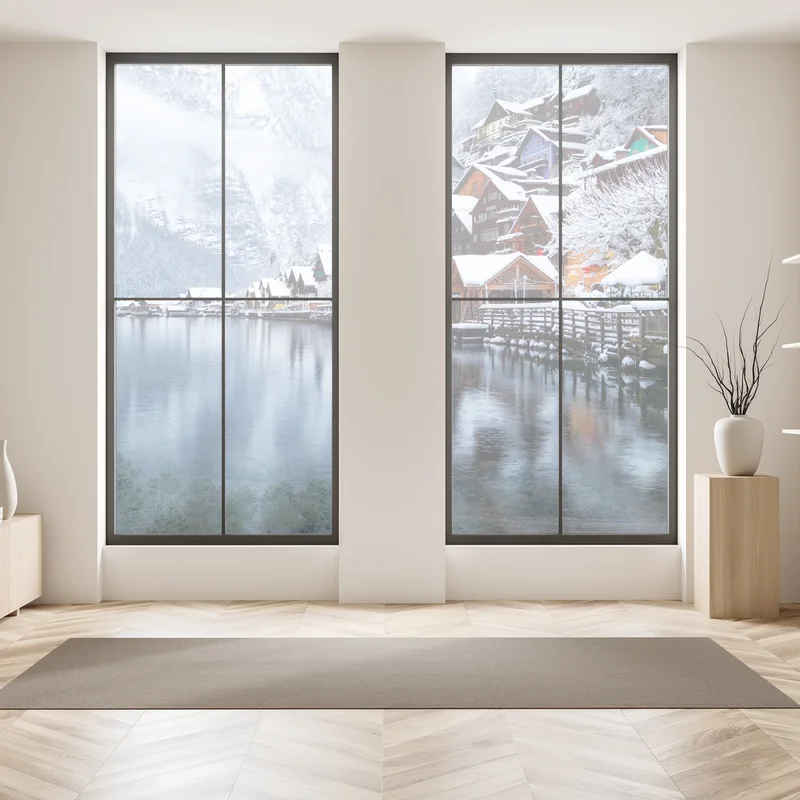 Fensteraufkleber verschneites Hallstatt am see