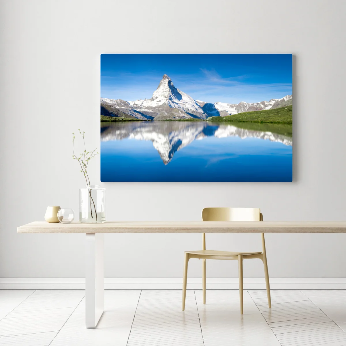 Leinwandbild majestätische bergspiegelung über alpensee Leinwandbild majestätische bergspiegelung über alpensee