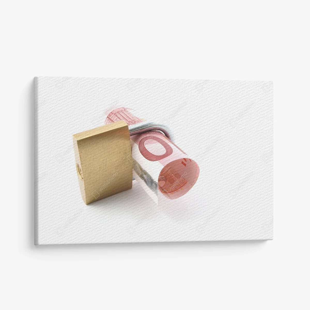 Leinwandbild Vorhängeschloss mit Geld • Leinwandbilder bei Wallnifity® Leinwandbild Vorhängeschloss mit Geld • Leinwandbilder bei Wallnifity®