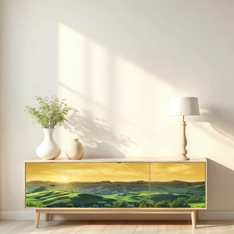 Repositionierbarer Aufkleber Toskana hügel im sonnenuntergang