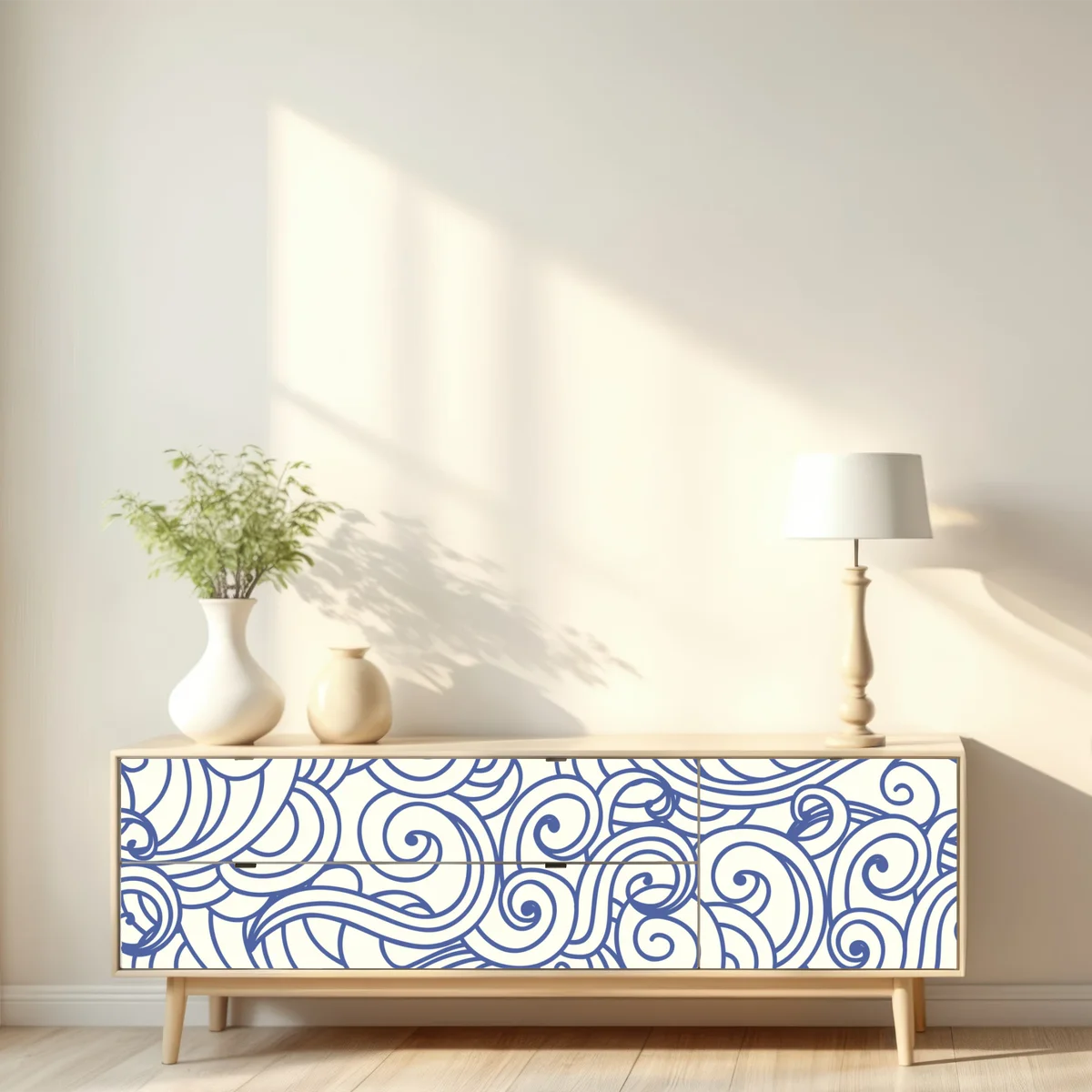 Repositionierbarer Aufkleber nahtloses blaues wirbelmuster Repositionierbarer Aufkleber nahtloses blaues wirbelmuster