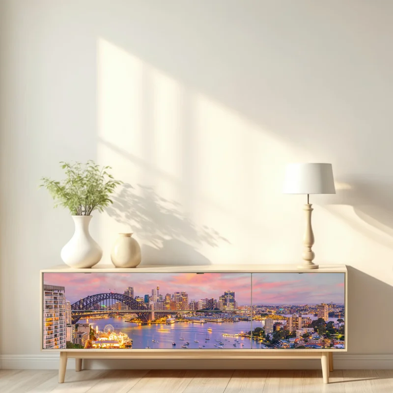 Repositionierbarer Aufkleber sonnenuntergang über Sydney