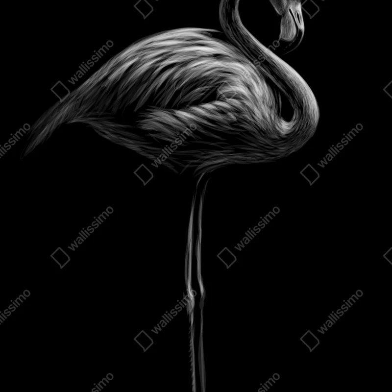 Repositionierbarer Aufkleber graustufen-flamingo-silhouette Repositionierbarer Aufkleber graustufen-flamingo-silhouette