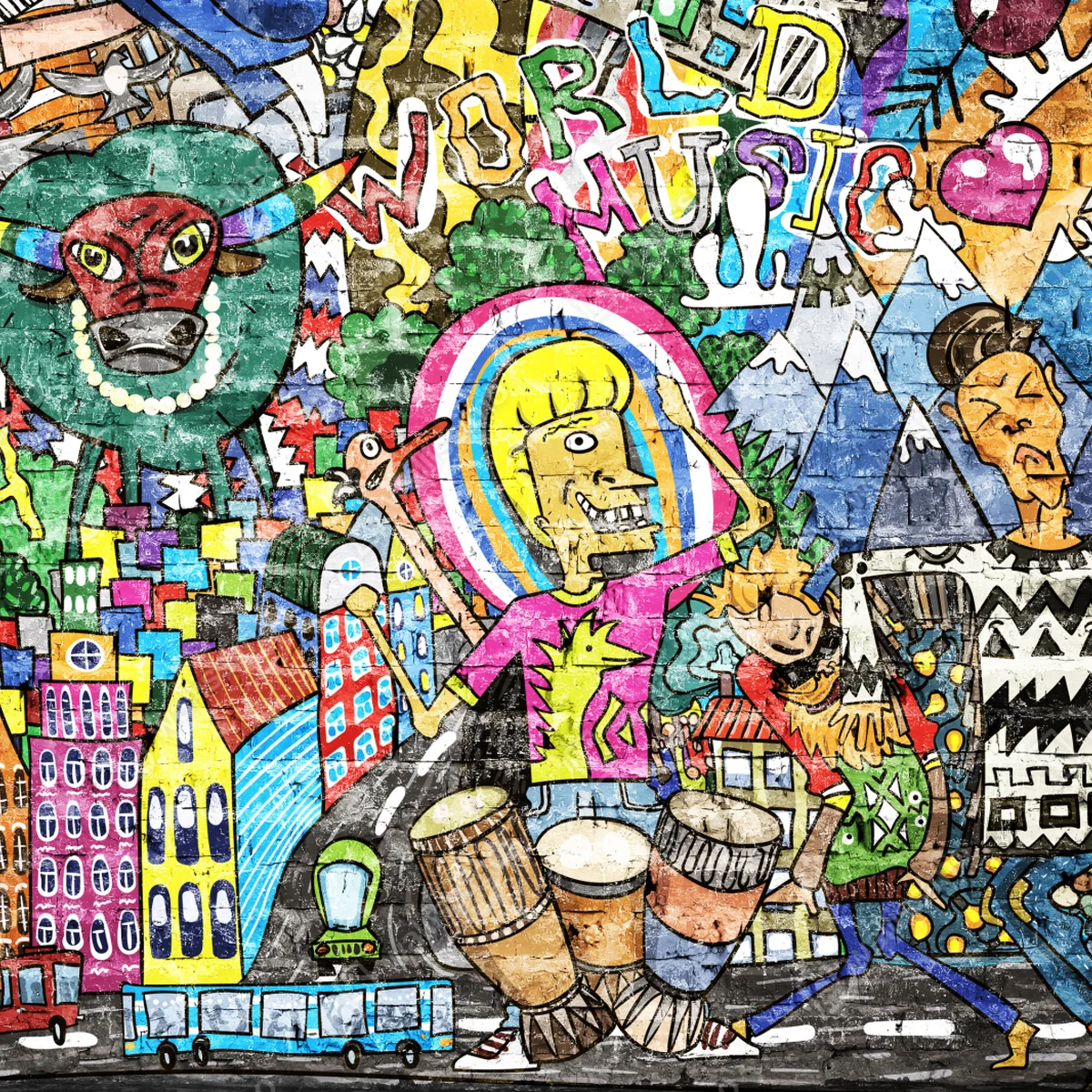 Kühlschrankaufkleber farbenfrohes graffiti-wandbild Kühlschrankaufkleber farbenfrohes graffiti-wandbild