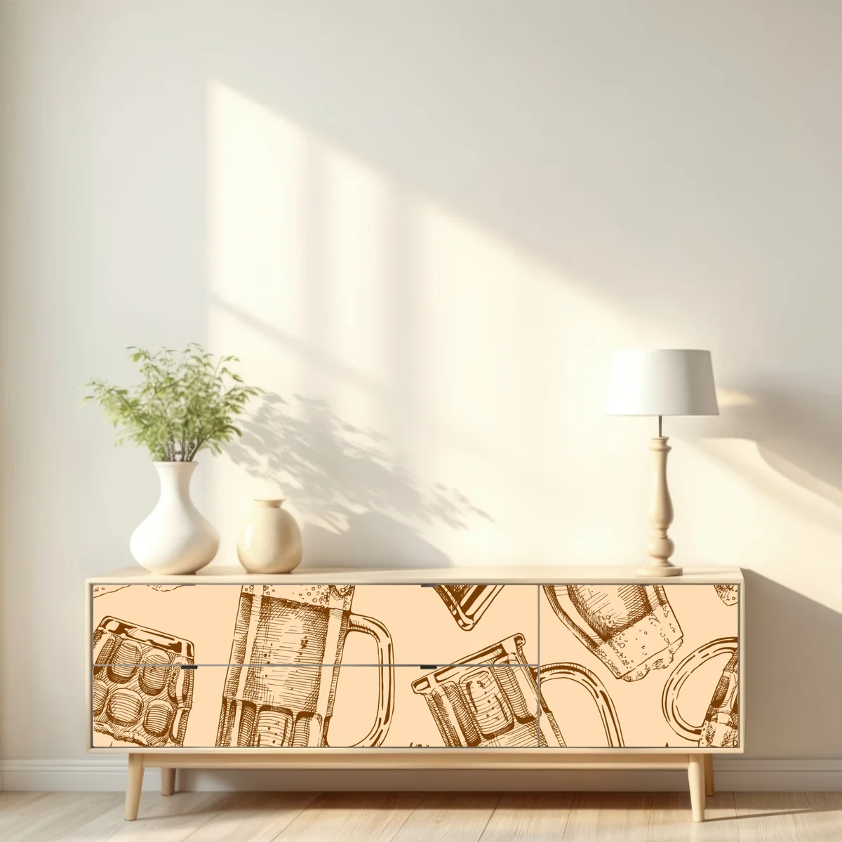 Repositionierbarer Aufkleber retro muster mit bierkrügen Repositionierbarer Aufkleber retro muster mit bierkrügen