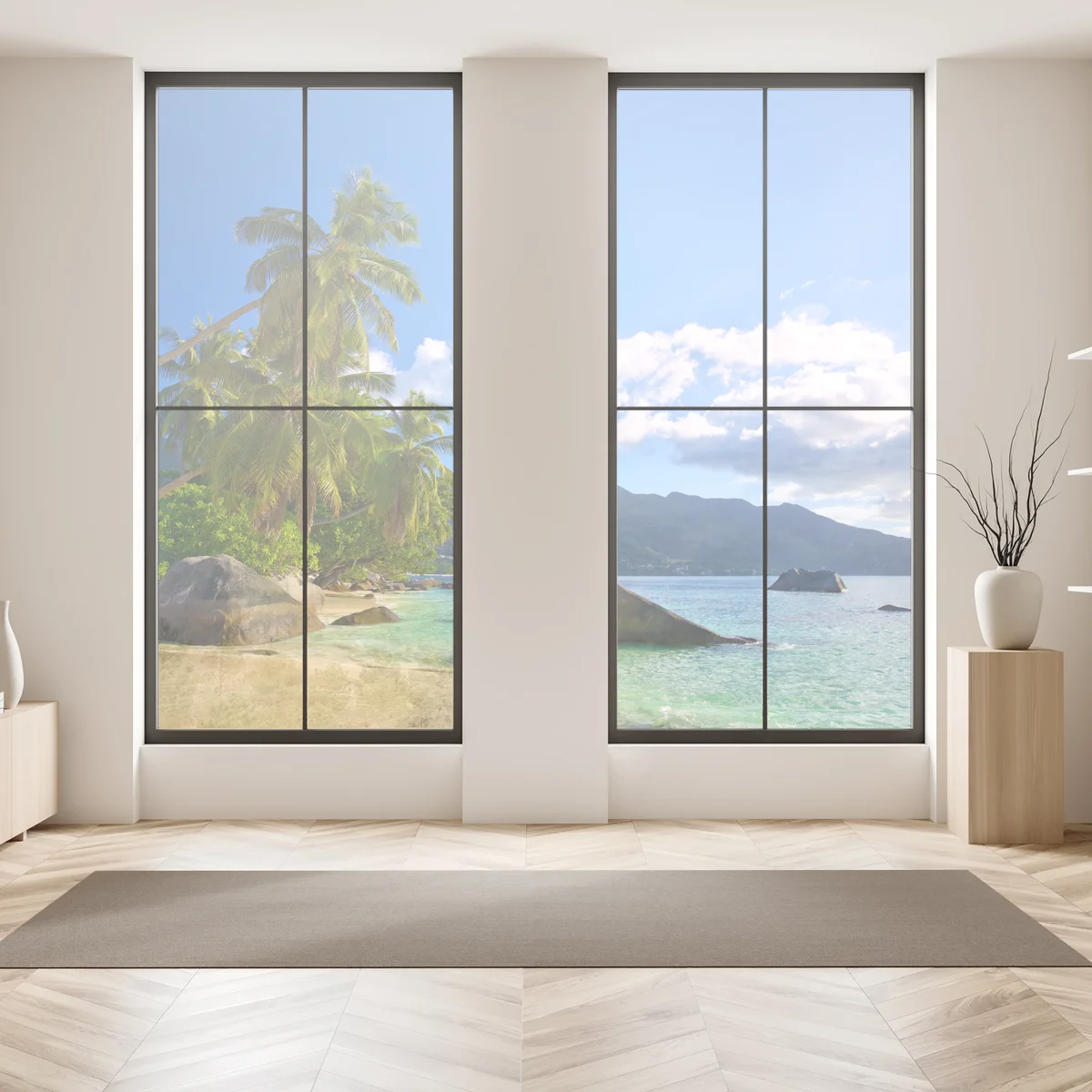 Fensteraufkleber tropischer strand auf Mahé Fensteraufkleber tropischer strand auf Mahé