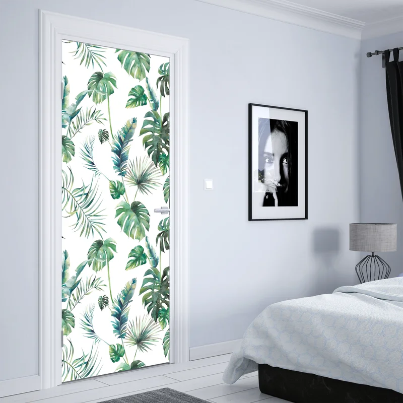 Türaufkleber aquarell tropische blätter muster