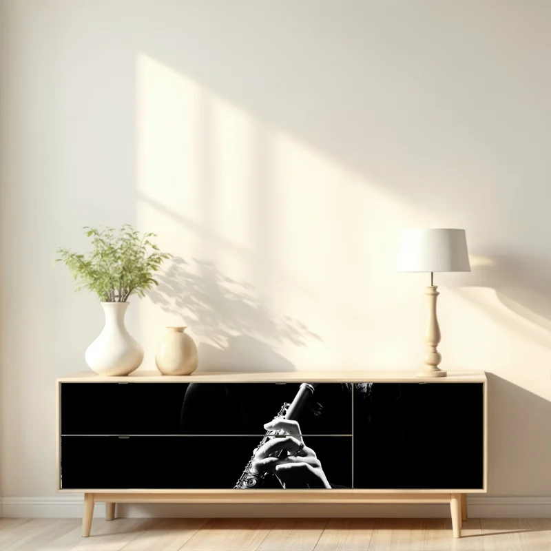 Repositionierbarer Aufkleber elegante flötensilhouette