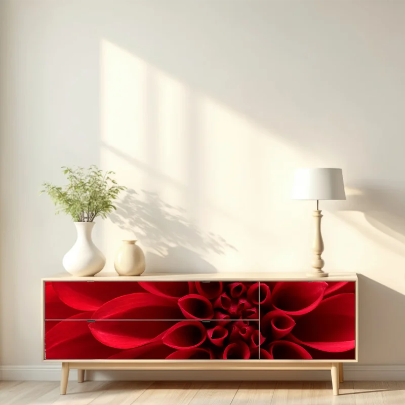 Repositionierbarer Aufkleber nahaufnahme einer roten dahlie