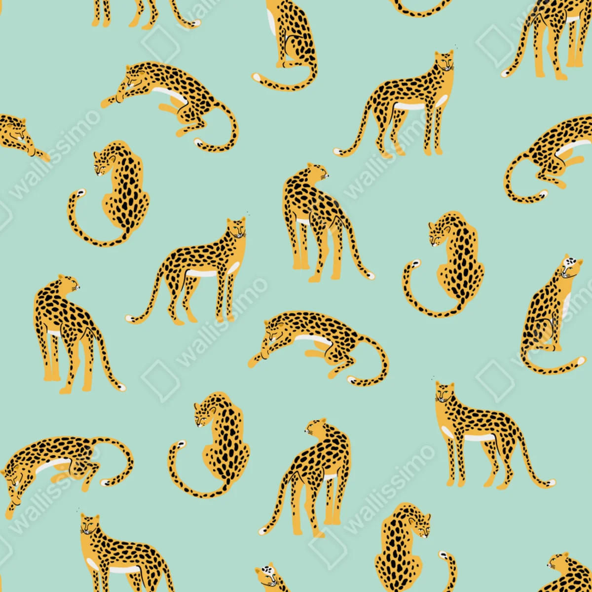 Türaufkleber verspieltes gepardenmuster auf türkisgrund Türaufkleber verspieltes gepardenmuster auf türkisgrund