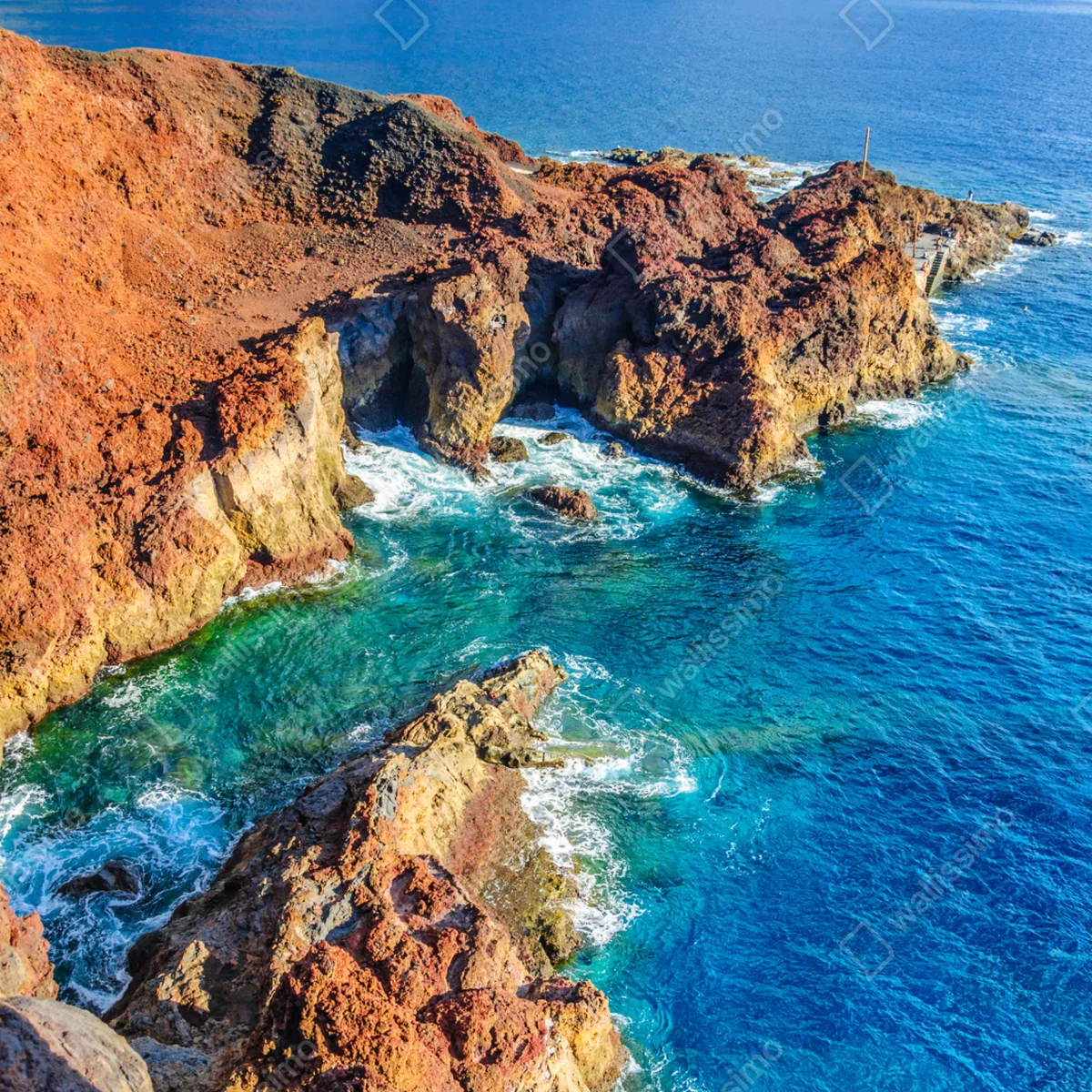 Türaufkleber dramatische klippen und türkisfarbenes meer bei Punto Teno, Teneriffa Türaufkleber dramatische klippen und türkisfarbenes meer bei Punto Teno, Teneriffa