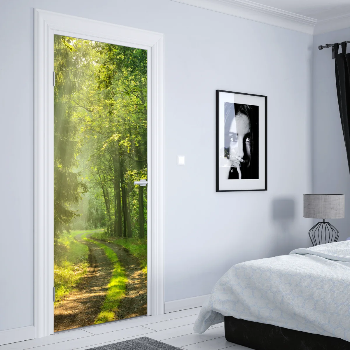 Türaufkleber sonnenbeschienener waldpfad Türaufkleber sonnenbeschienener waldpfad