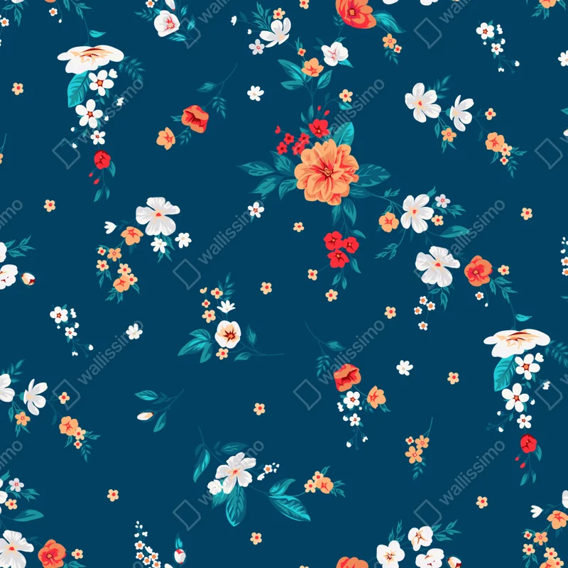 Tischaufkleber und Schreibtischaufkleber zartes verstreutes blumenmuster auf tiefem türkis Tischaufkleber und Schreibtischaufkleber zartes verstreutes blumenmuster auf tiefem türkis