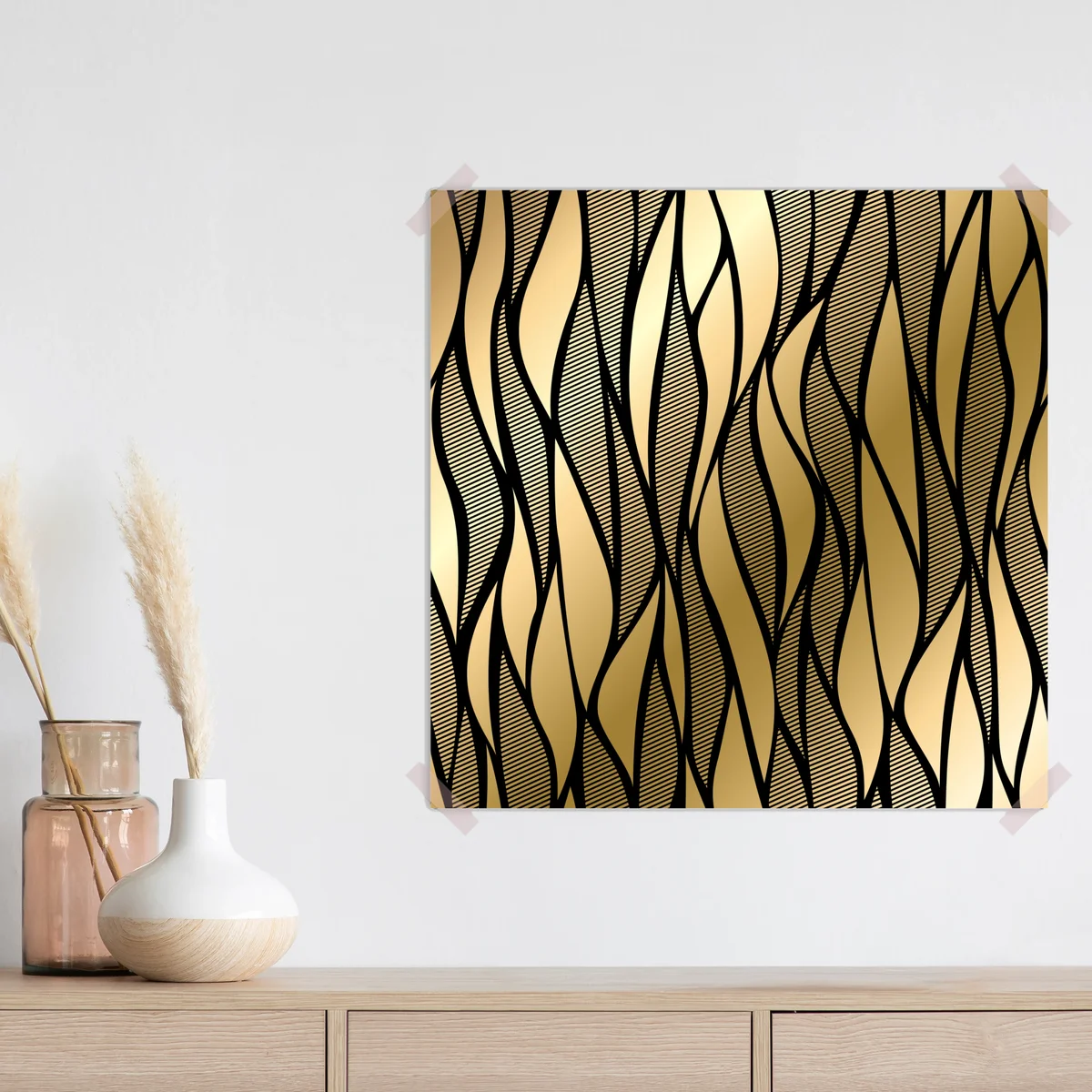 Poster luxuriöses goldenes abstraktes wellenmuster Poster luxuriöses goldenes abstraktes wellenmuster