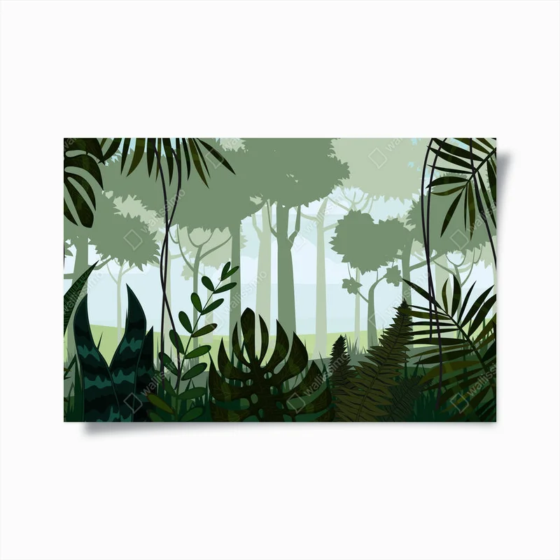 Poster Vektor tropischen Regenwald Dschungel Landschaft Hintergrund mit Blättern, Farn, isoliert, Illustrationen • Poster bei Wallnifity® Poster Vektor tropischen Regenwald Dschungel Landschaft Hintergrund mit Blättern, Farn, isoliert, Illustrationen • Poster bei Wallnifity®