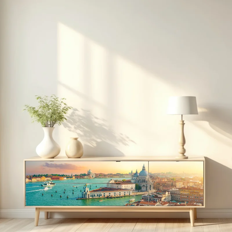 Repositionierbarer Aufkleber sonnenuntergangspanorama von Venedig