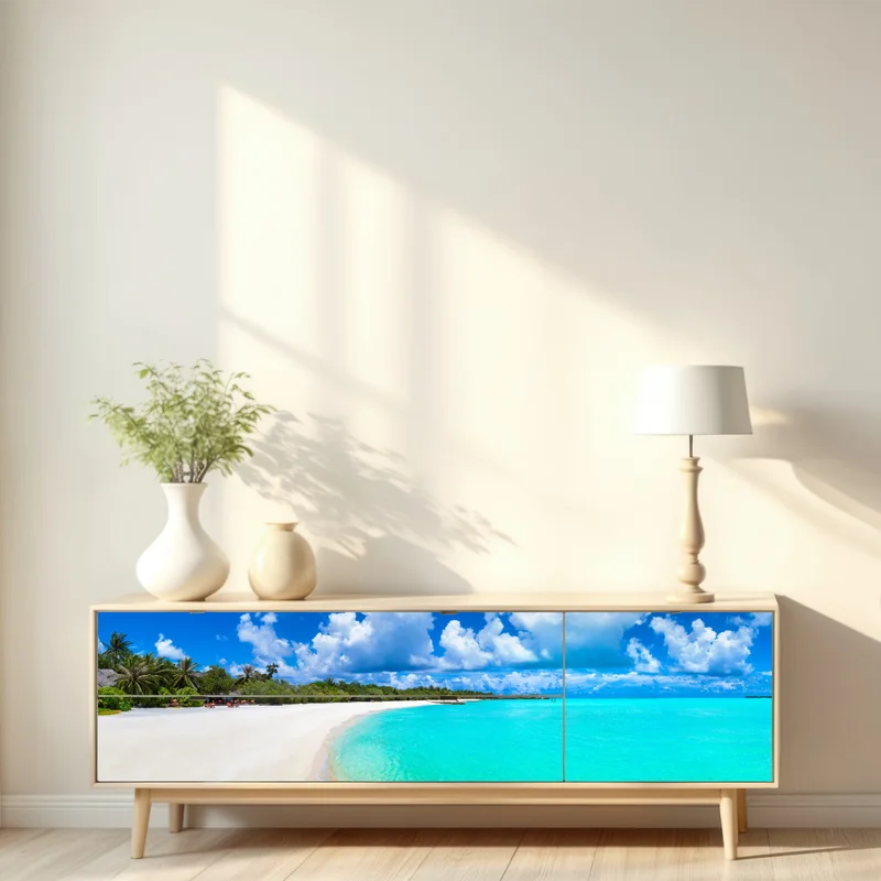 Repositionierbarer Aufkleber Malediven türkisstrand panorama